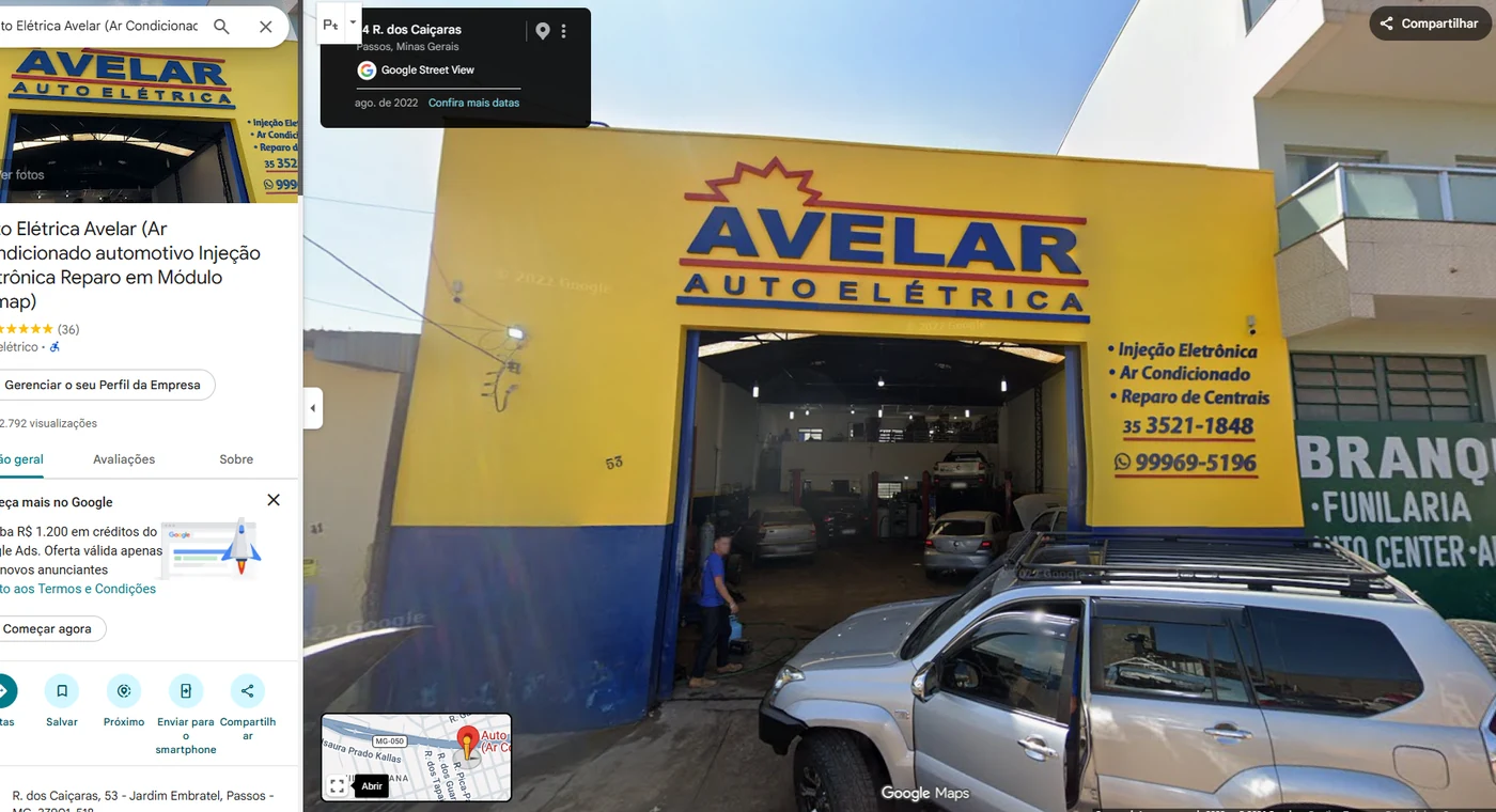 Fachada da Auto Elétrica Avelar em Passos, Minas Gerais